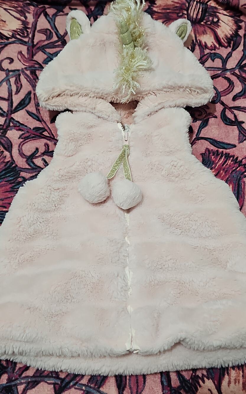 Mud Pie Unicorn Hooded Zip Up Vest Toddler 2T 3T Pink Soft